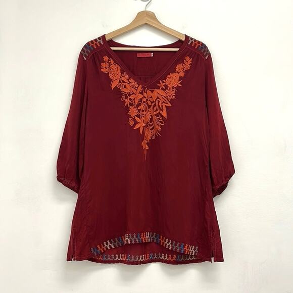 Johnny Was Floral Embroidered Colorful Lightweight Boho Bohemian Tunic Top Small - Picture 13 of 13